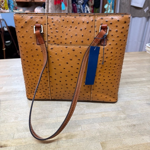 DOONEY & BOURKE Brown Ostrich Leather Lexington Tote NWT - Picture 5 of 8